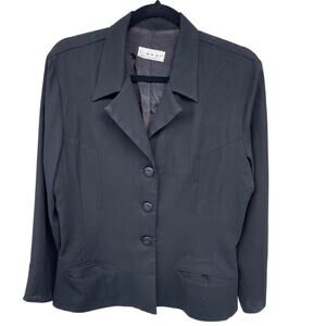 Vintage R Wear Rampage 90's Lightweight Women's Silky Blazer Medium Black Blue